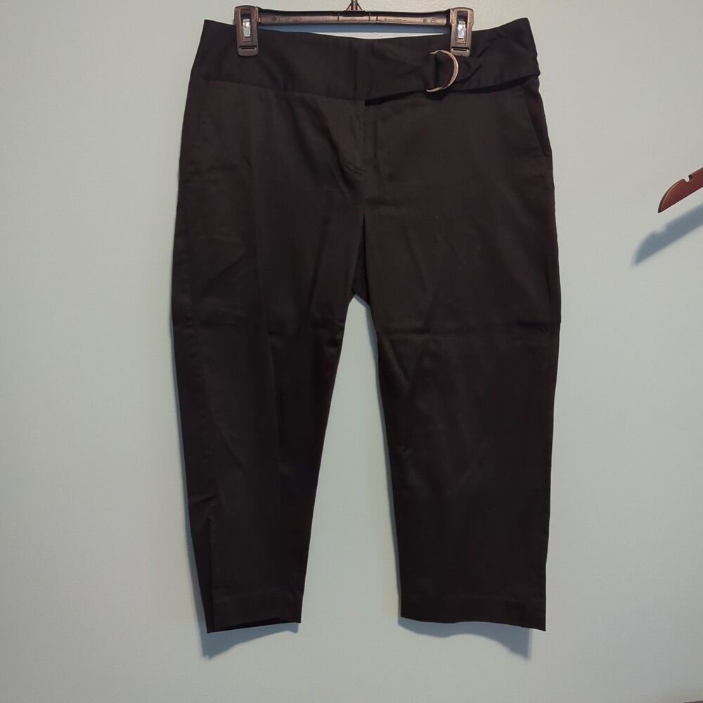 Grace Elements Women's Capri Cropped Pants black cotton W Pockets & Buckle